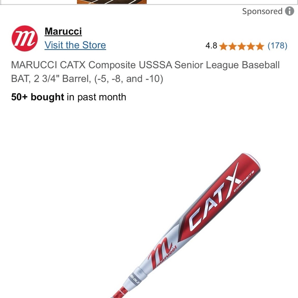 Marucci CATX Composite USSSA Baseball Bat - Red